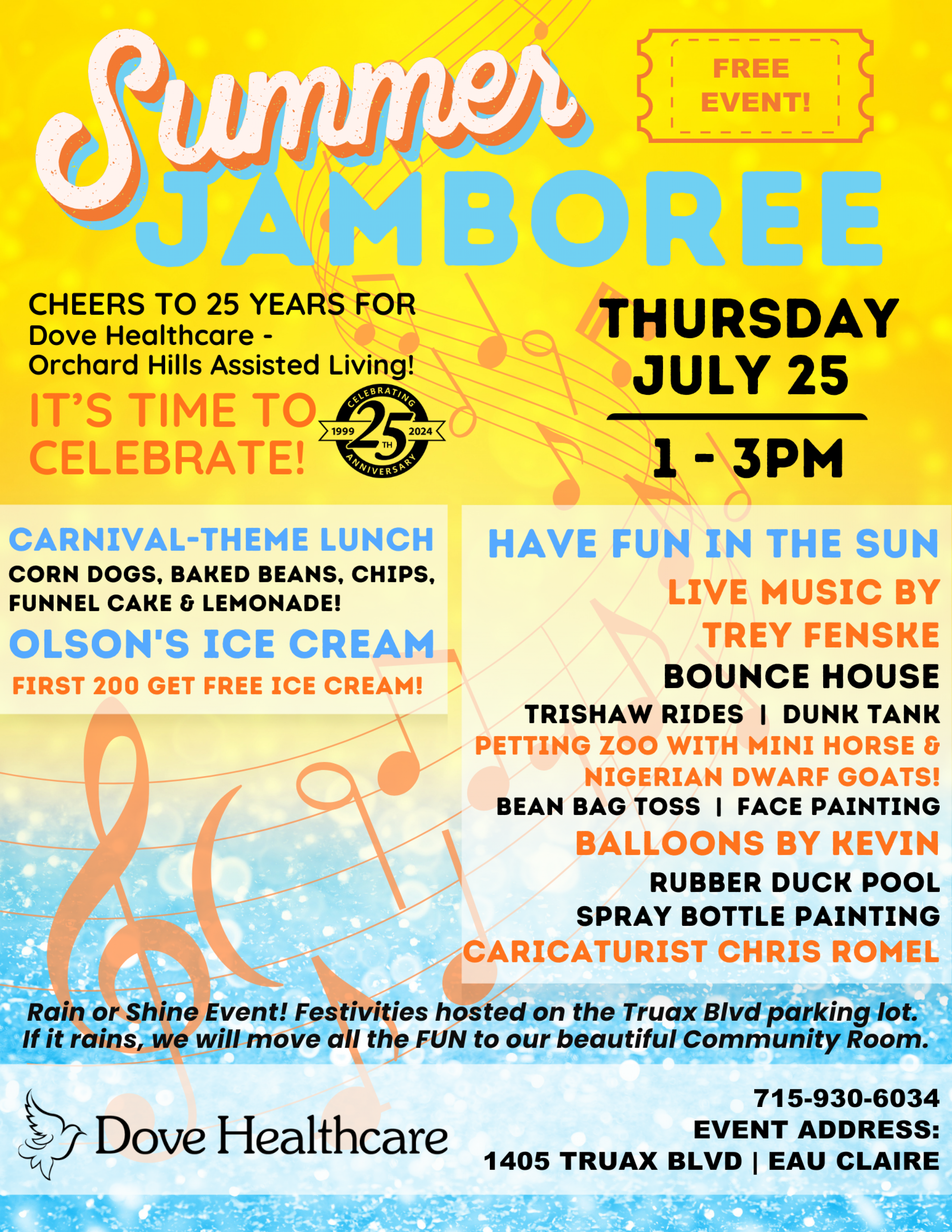 Summer Jamboree to Celebrate 25 Year Anniversary of Dove Healthcare - Orchard Hills Assisted Living!